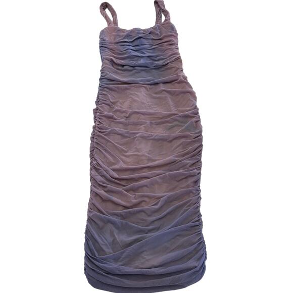 Nookie Dress Womens Medium Blue Purple Vision Midi Mesh Corset Square Neck - Picture 2 of 11